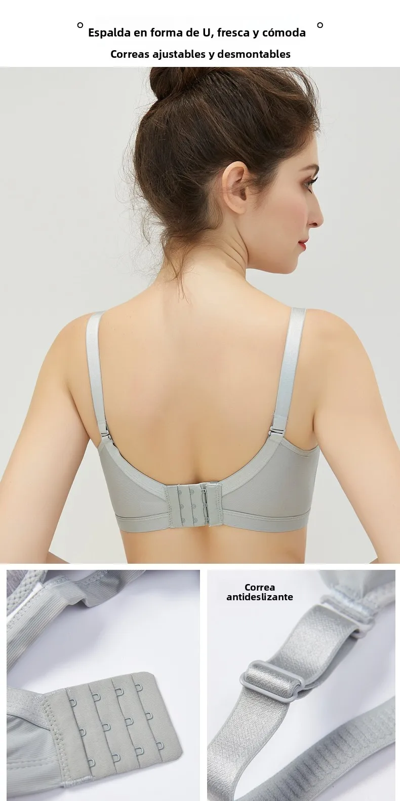 Conjunto de sujetador y bragas finos y sin costuras para mujer, con ajuste inalámbrico, efecto realce de pecho plano, para ve...