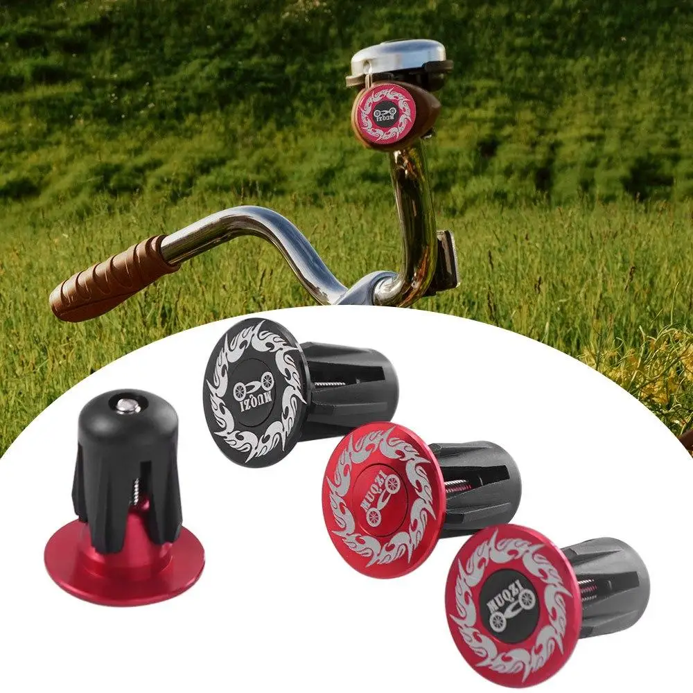 

1 Pair Flame Pattern Bike Handlebar Plugs Universal Lightweight Handlebar End Caps Aluminum Alloy Red/Black