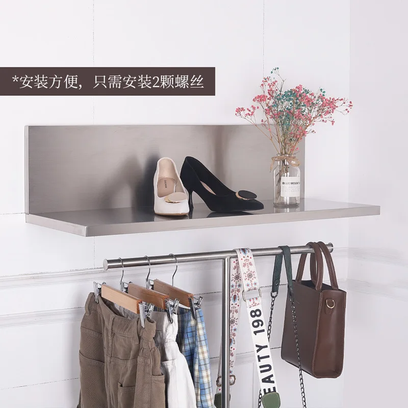 Wall shelf Clothing store Shoes and bags display rack Stainless steel multi-layer display, shopping mall live stream rack