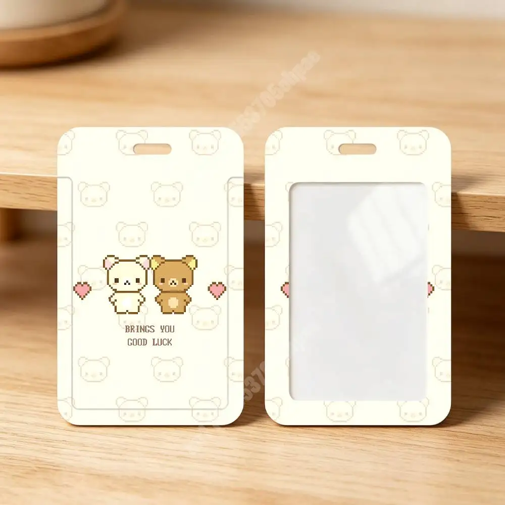 Cute R-RilakKuma K-KorilakKuma Plastic Card Holder Staff ID Card Clear Transparent Campus Access Name Tag view 4