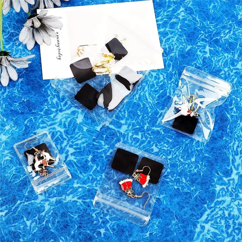BAAJ-120Pcs Clear Jewelry Plastic Zipper Closure Bags Sets,With Jewelry Anti-Tarnish Paper Tab Strips For Jewelry Gift Card