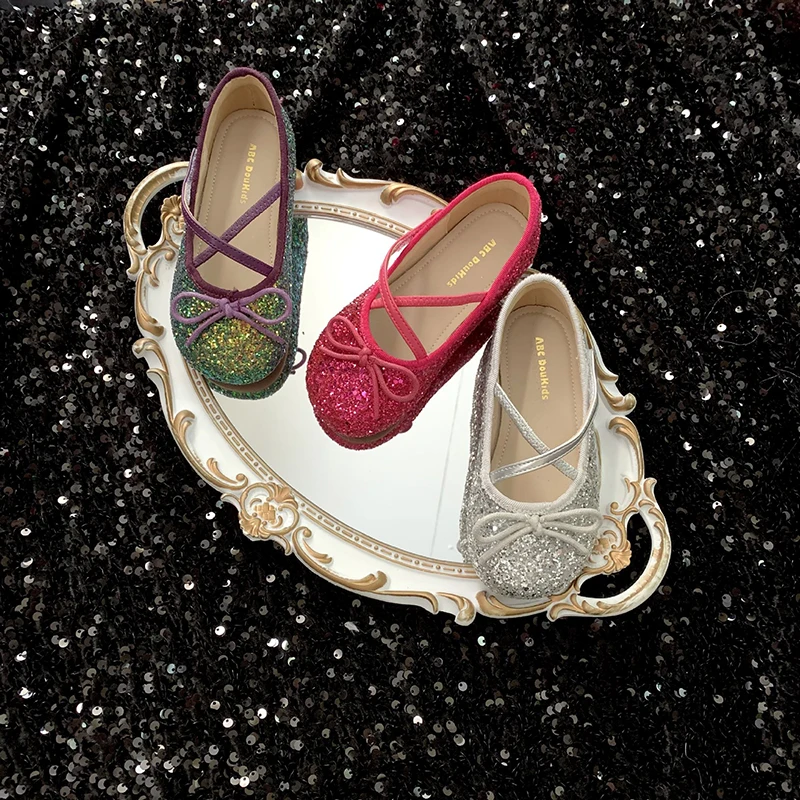 Girls' Shoes 2026 New Spring Children's Bow Crystal Shiny Princess Shoes Soft Bottom Comfortable Baby Shoes view 2