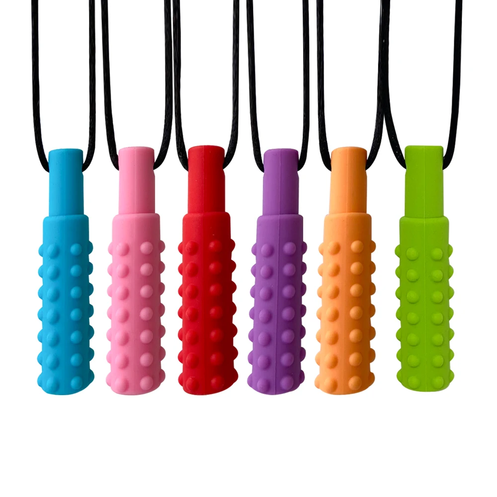 1/6pcs Silicone Baby Teether Pencil Topper Pendant Sensory Chew Necklace for with Autism ADHD SPD Chewing Biting Oral Motor