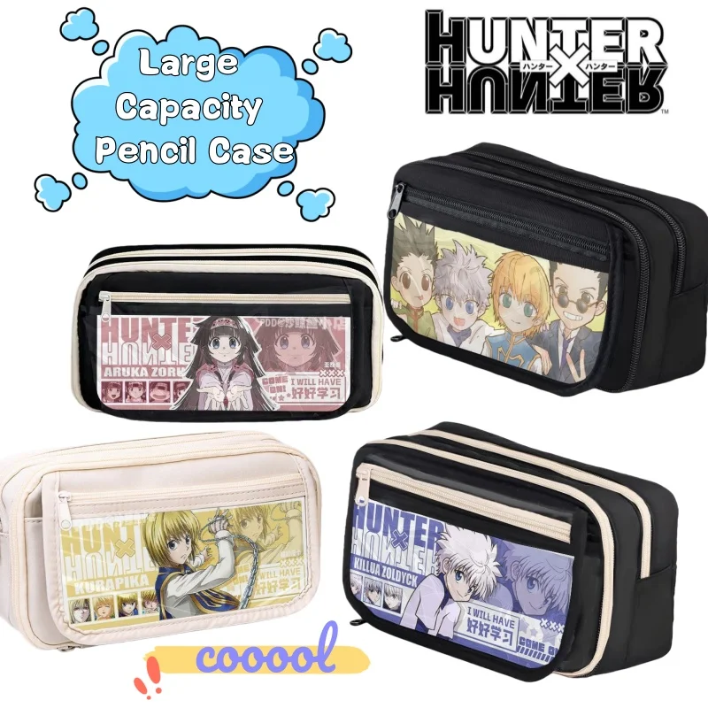 

Пенал для карандашей Hunter x Hunter с Хисокой и Килуей Золдиком, мультяшный, милый, большой вместимости, многослойный, для студентов, для хранения канцелярских принадлежностей