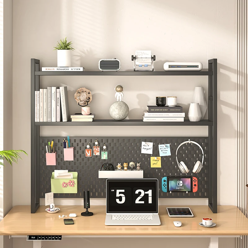 Desktop Shelving Student Dormitory Bookshelf Multi-layer Computer Storage Rack Office Document Organizing Rack Desk Hole Board