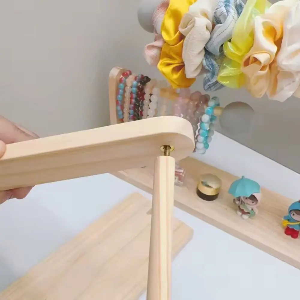 Деревянная повязка для волос, веревка для волос, держатель для резинок для волос, 2-слойная многофункциональная стойка для хранения резинок для волос, настольный держатель для витрины