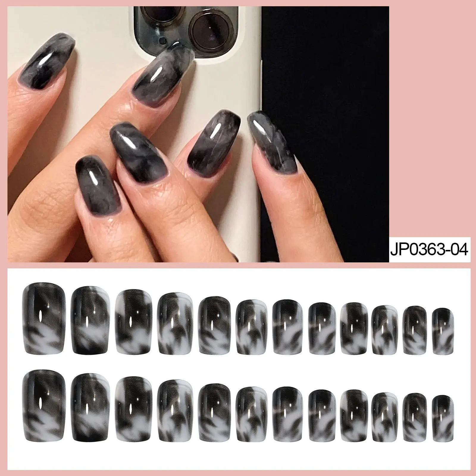 

Cool Dark Style Wear Nails Manicure Finished Fake Nails