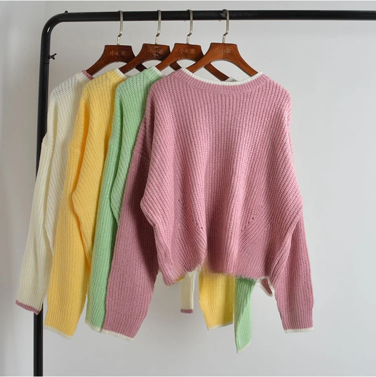 

Свободный длинный свитер с круглым вырезом Ne, женский осенне-зимний модный повседневный утягивающий волнистый топ, удобный трикотаж