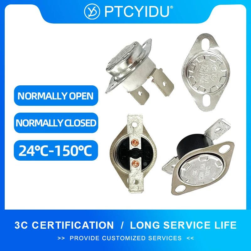 10 шт. Ksd301 24 ℃   40 ℃   130 ℃   150 ℃   Металлическая термозащита 250 В 10 А 16 А термовыключатель температуры нормально закрытый