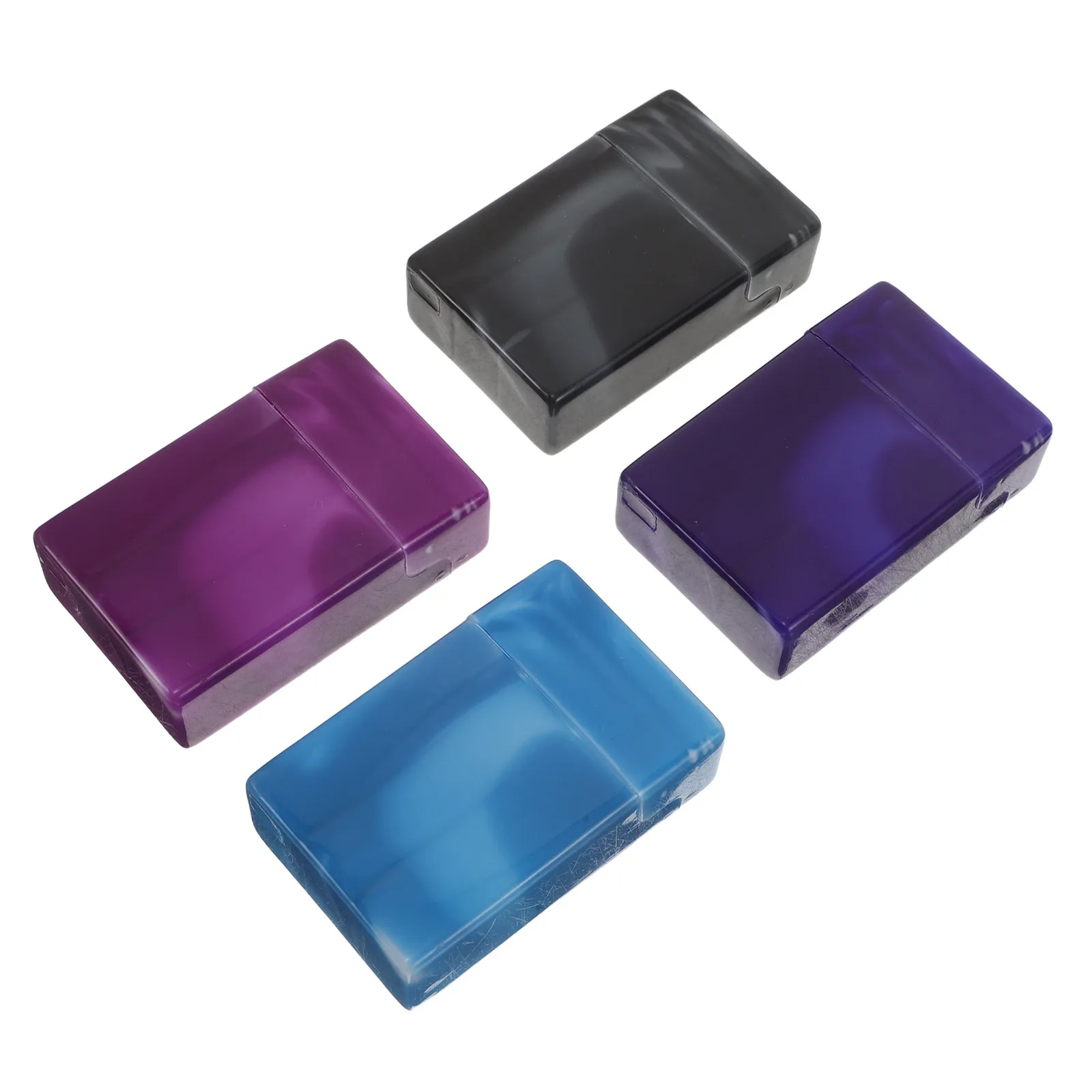 4 Pcs Backyard Tobacco Shell Hard Organizer Multicolor Flip Top Cigarette Container Marble Texture Case Dustproof