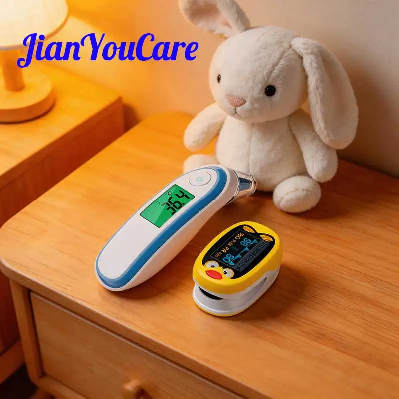 Finger Pulse Oximeter Children Kids De Pulso De Dedo Pediatric Oximetro SpO2 Saturation Meter Ear & Forehead Thermometer K1 IRT1