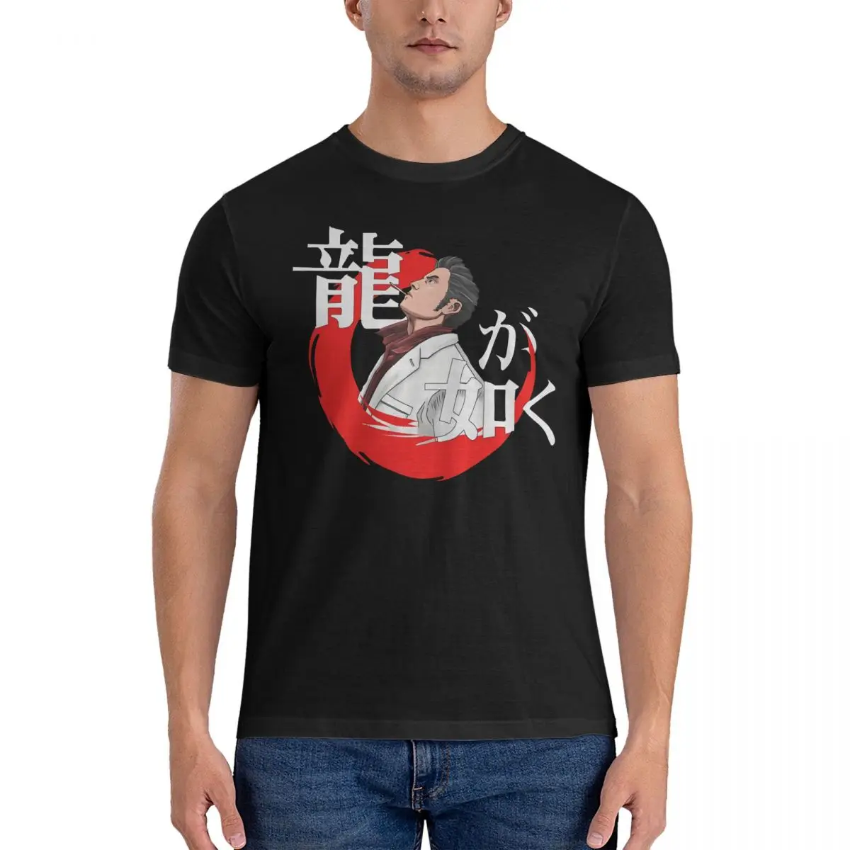 Character T-Shirts Men Y-Yakuza Game Funny 100% Cotton Tees Round Collar Short Sleeve T Shirts Unique Clothes