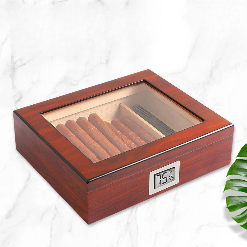 

Spanish Cedar Cigar Humidor - Cuba-Style Box with Humidifier, 25/50-Cigar Capacity