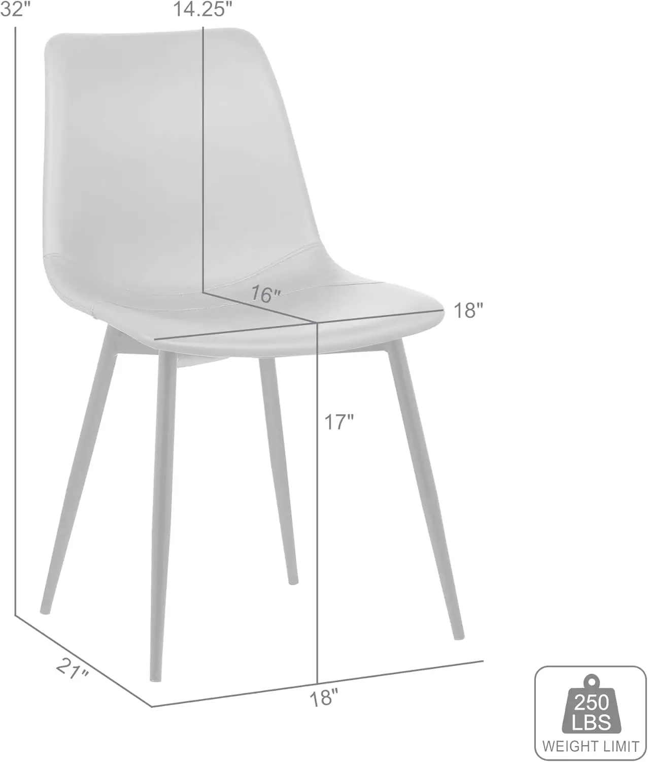 

Современный стул Monte Mid для стола, кухонного стола, туалетный столик из черной искусственной кожи с черными металлическими ножками