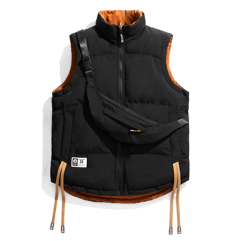 Autumn and Winter Solid Color Double Sided Casual Vests Men's Zipper Sleeveless Wadded Jacket