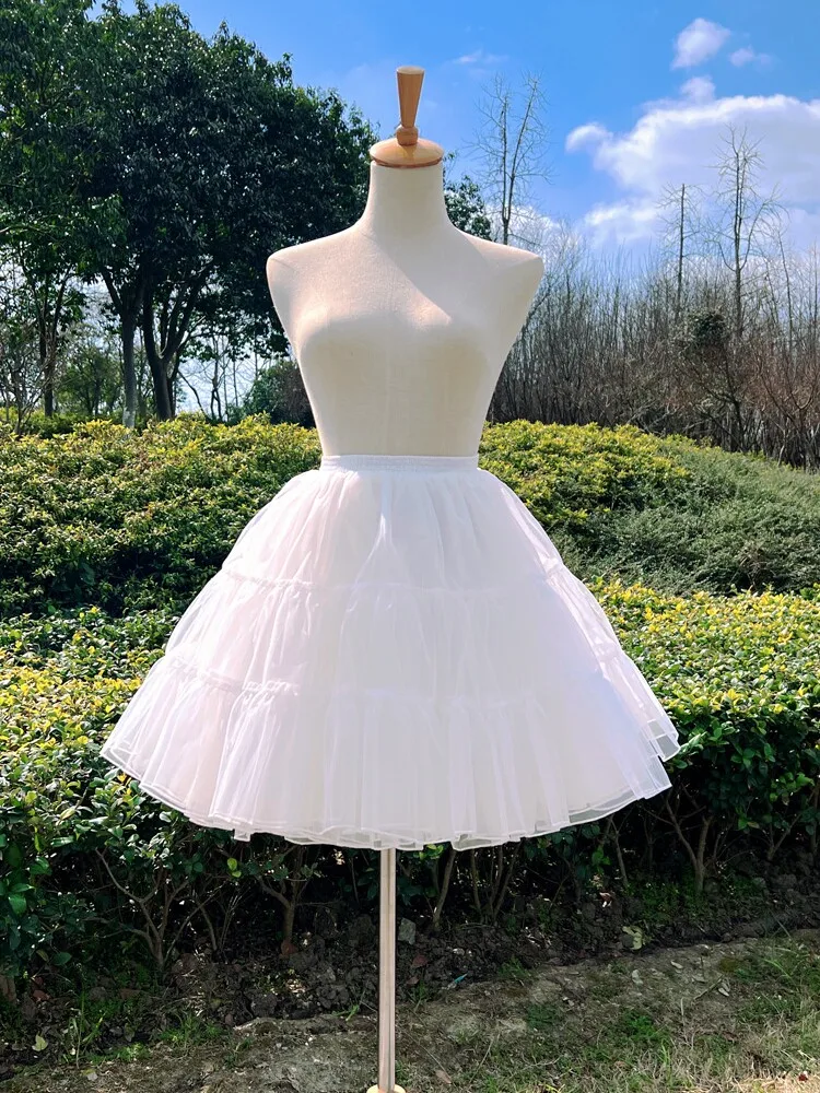 NONSAR Women White Lolita Skirt Support Four-layer 45 cm Boneless Wild Soft Yarn Micro-violent Daily Petticoat