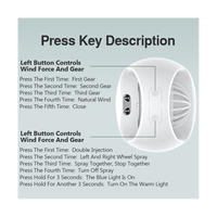 Portable Air Conditioner Air Cooler Fan Humidifier Spray Desktop Fan 2000MAh USB Fan for Office Home Camping Travel-ABLM