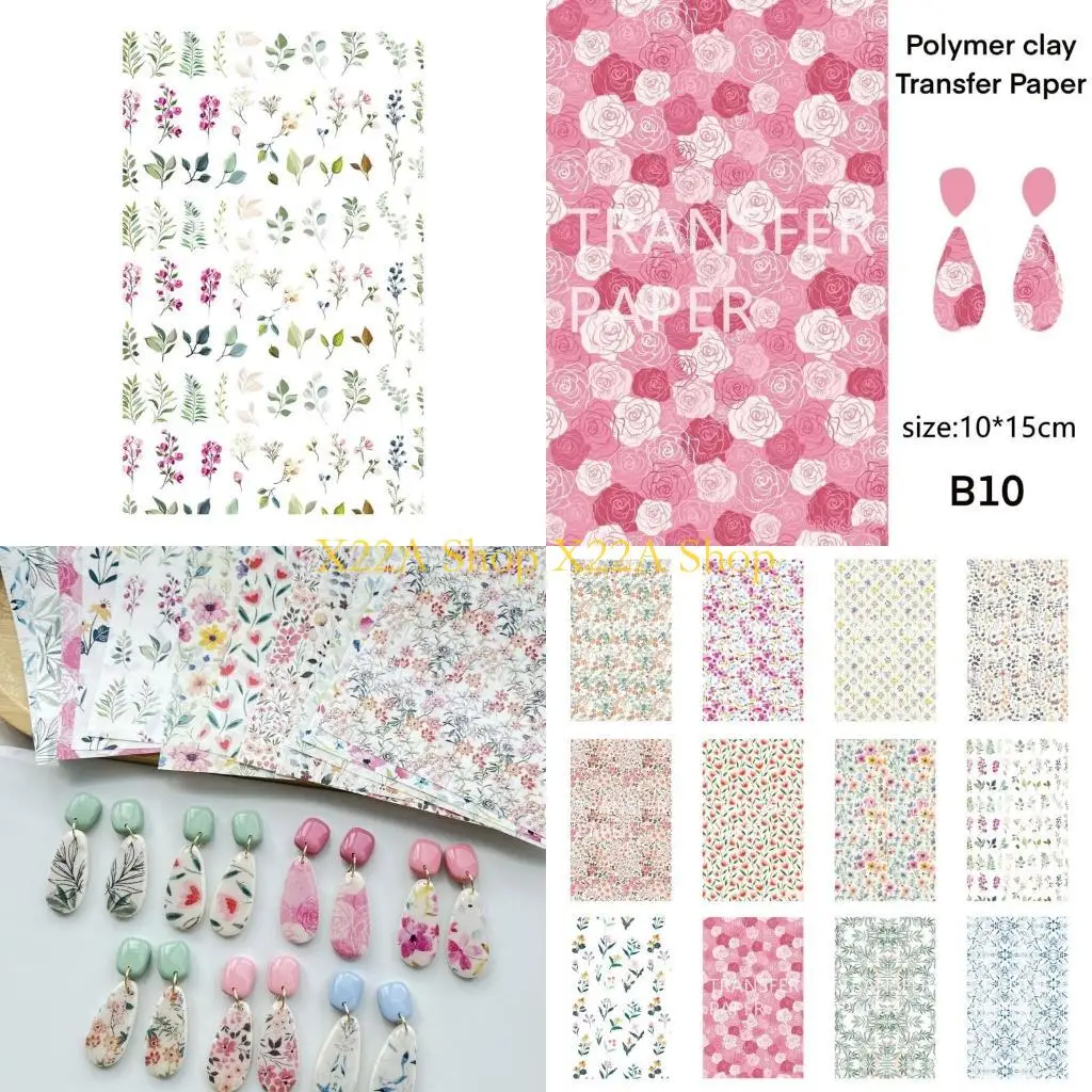 Unique Artistic Clay Picture Transfers Delicate Earrings Designing Clay Transfer Paper with Floral Patterns