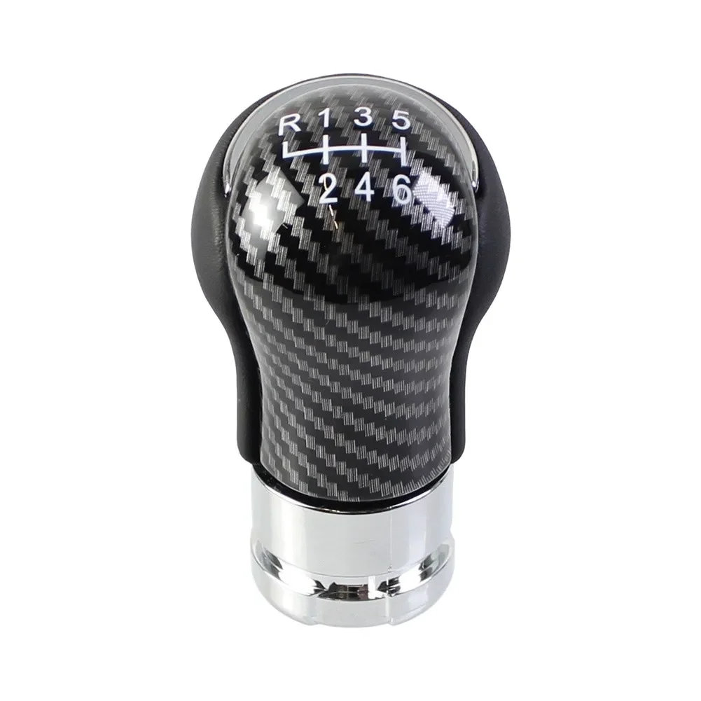 19mm Carbon Fiber Gear Knob Ergonomic Grip Design Sleek Black Finish For Daily Commuting For 6 Speed Manual Transmission