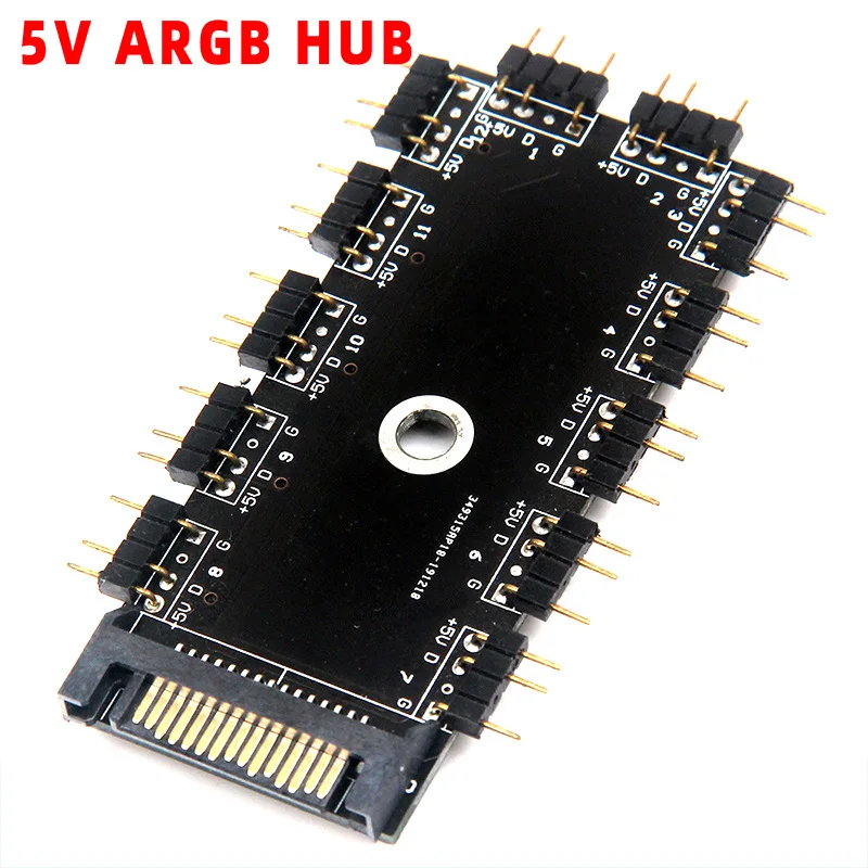 

11 in 1 RGB LED Hub SATA Cooling Fan Power Supply Cable Splitter Computer Motherboard Cooler for Aura 5V 3pin Expand Adapter