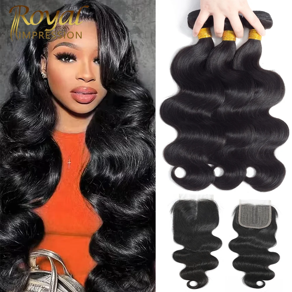 100% Human Hair Bundles Body Wave With 5X5 Closure Unprocessed Remy Hair Bundles HD Transparent Lace Closure