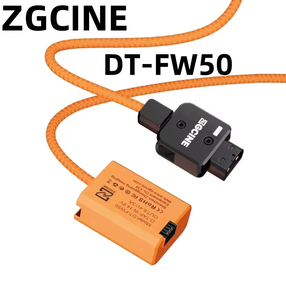 ZGCINE DT-FW50 D-Tap إلى NP-FW50 الدمية كابل البطارية سلك مضفر لسوني Zv-e10 A7 A7M2 A7R2 A7S2 A6000 A6300 A6500 كاميرا