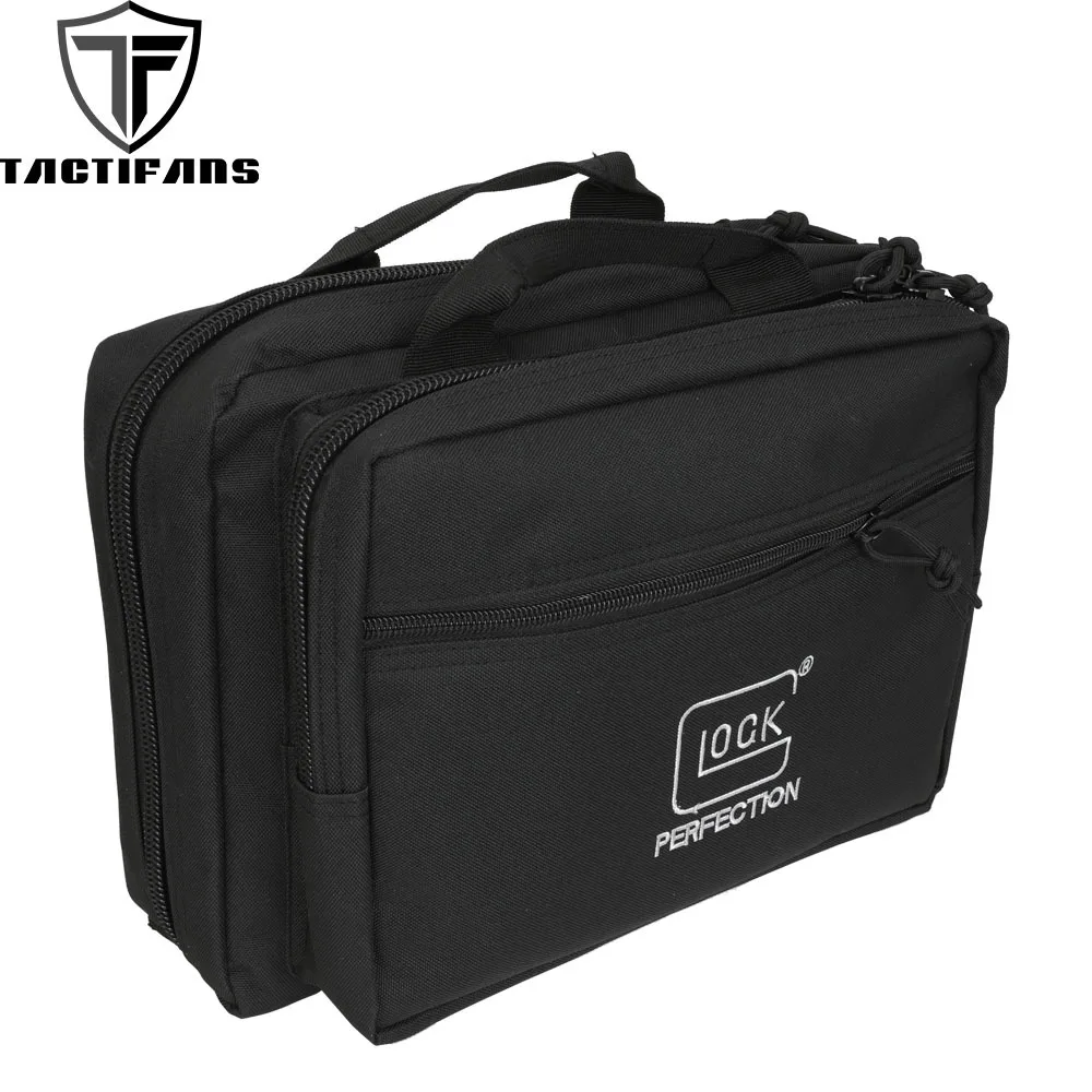 Tactifans Gun Bag Double Pistol Portable Magazine Pouch Glock Padding Protection Dual Handgun Range Case Holder 1911 CZ 75 G2C