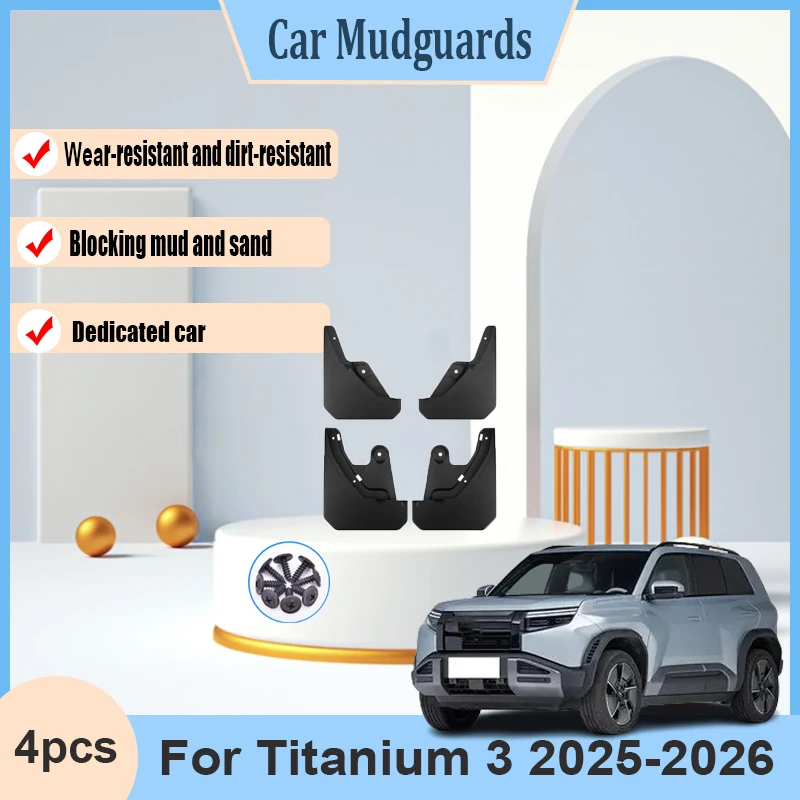 

Muds Flap for Fangchengbao Tai 3 leopard Titanium 3 2025 2026 4 PCS Car Splash-proof Splash Guards Flap Mudguards Fender Parts