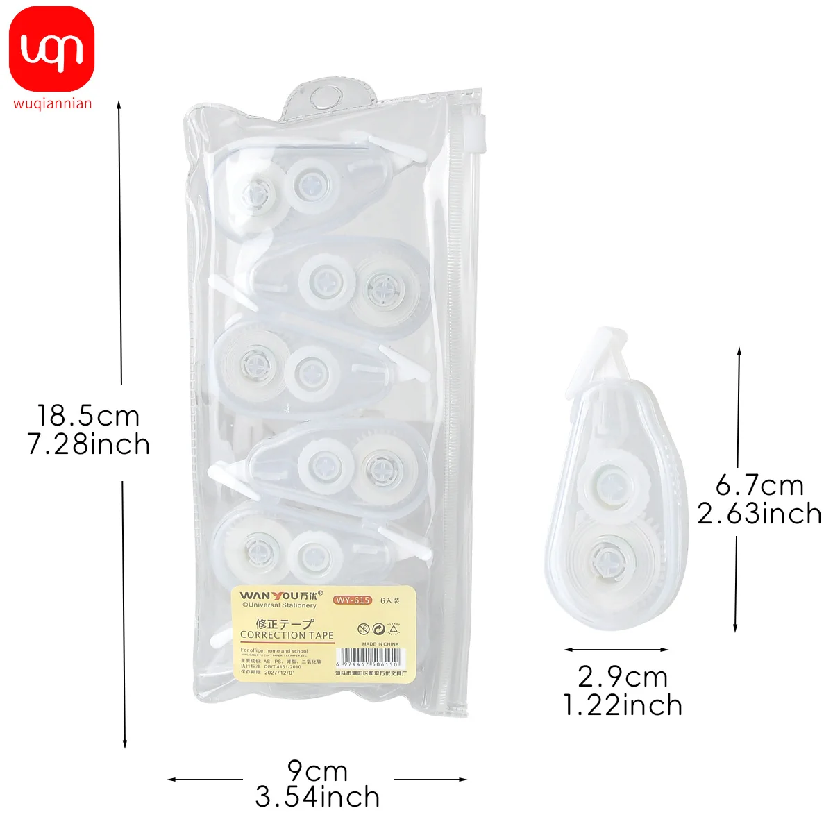 Portátil White-out Fita Corretiva, Material Escolar, Estudantes Estudar Ferramentas, Fitas de Escrita, Crianças, Tipex Stuff, 6 Pcs