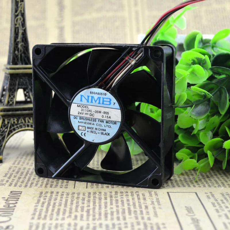 

H NMB 3110KL-05W-B55 24V 0.15A 8CM 8025 4-wire inverter cooling fan