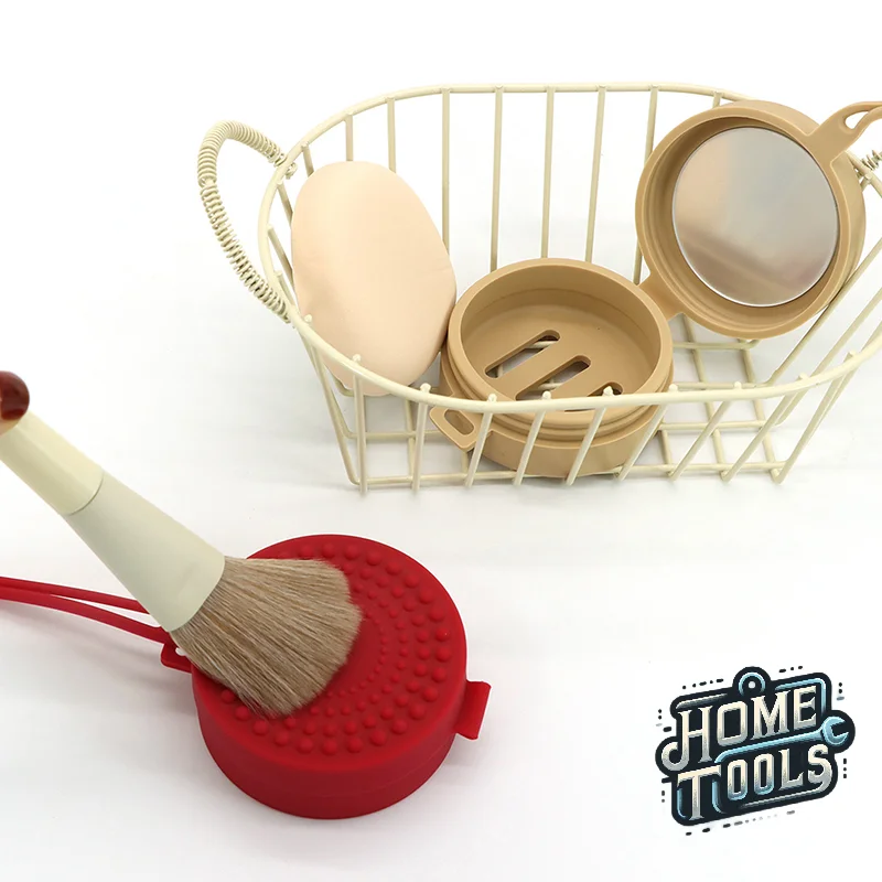 Makeup Sponge Holder Silicone Multi-hole Beauty Sponge Storage Case Beauty Eggs Container Shatterproof Storage Box With Mirror