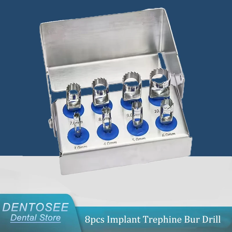 

8Pcs/box Dental Implant Trephine Bur Drill Tissue Punch Stainless Steel Planting Tools Surgical for Low Speed Machine