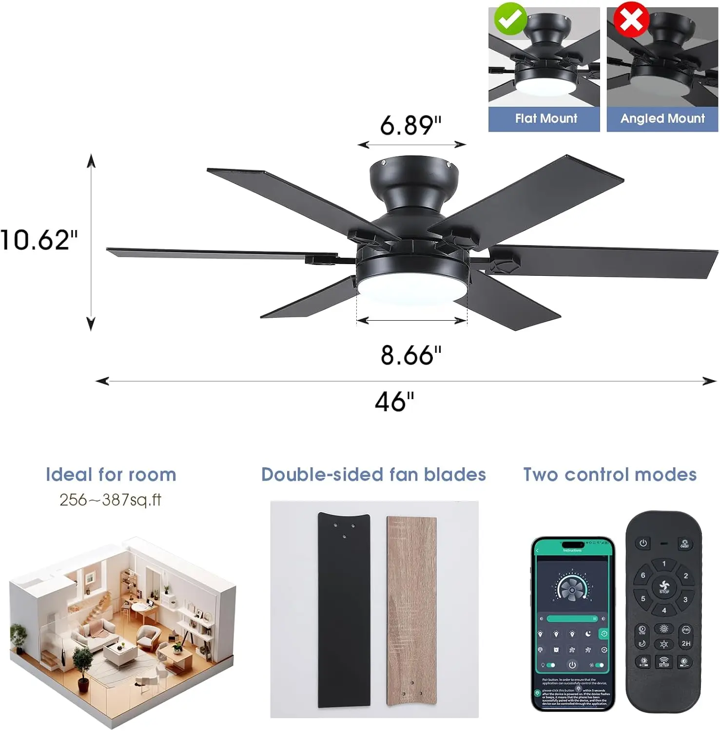Modern decorative fixture for bedroom living room home space featuring remote control and lighting ceiling fan light