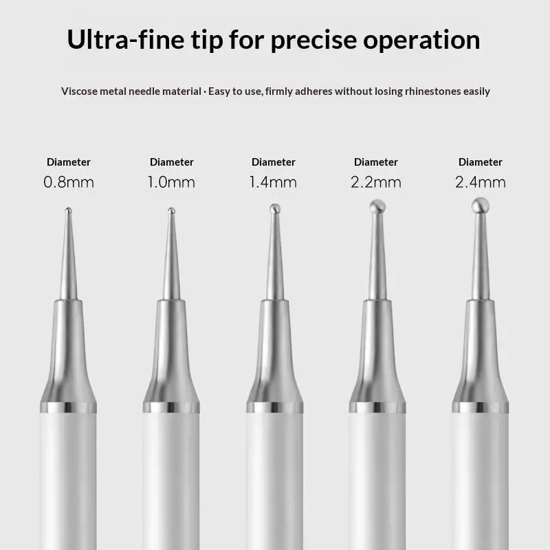 5 Stück Acryl-Griff Kristallstein-Applikator Doppelseitiger Strassstein-Applikator Punktierstift Wachsstift Maniküre Nagelkunst DIY-Werkzeuge – Detail 3