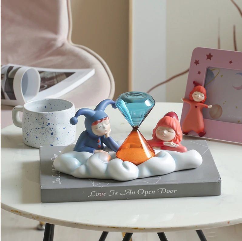 

Creative Elf Cloud Hourglass Timer Resin Accessories Home Bookshelf Furnishing Decoration Store Office Desktop Sculpture Crafts