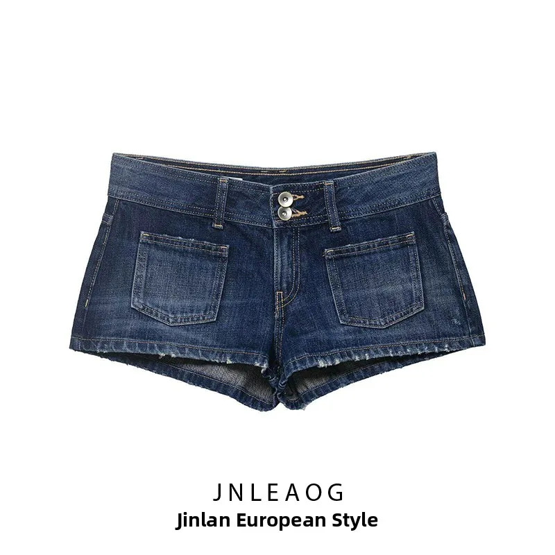 

Fashionable Low Waist Denim Shorts Spring New Arrival Women's Clothing JNLEAOG Casual Wide Leg Pants Polyester Fiber