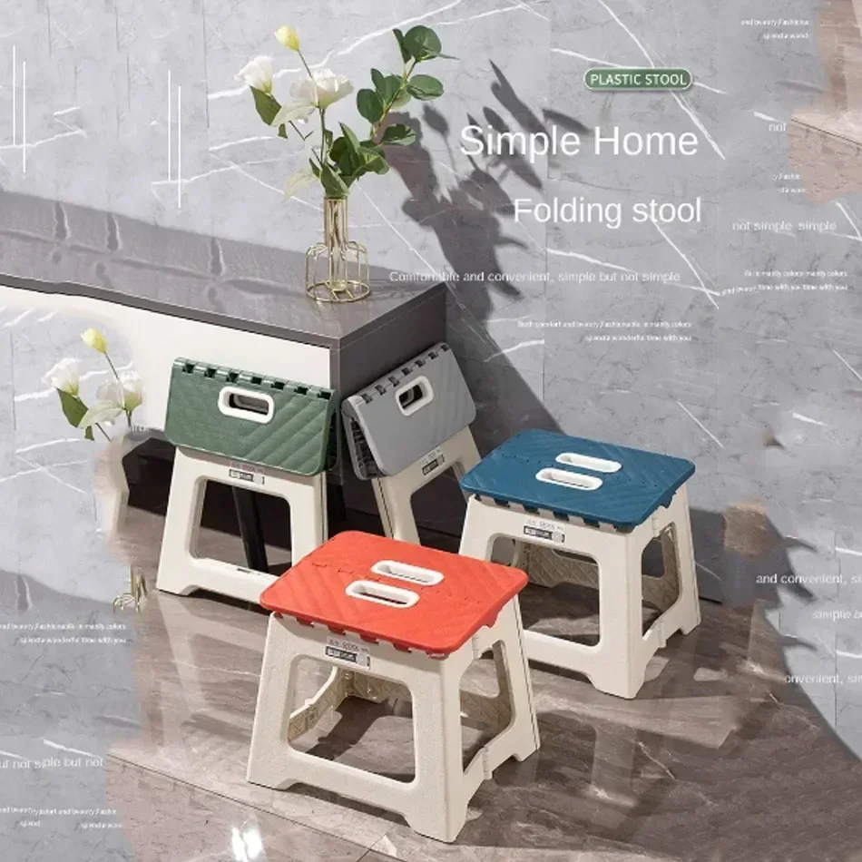 1pcs Lightweight Folding Step Stool Multi Purpose Handheld Thickened Footstool Non-Slip Plastic Small Benches Kitchen