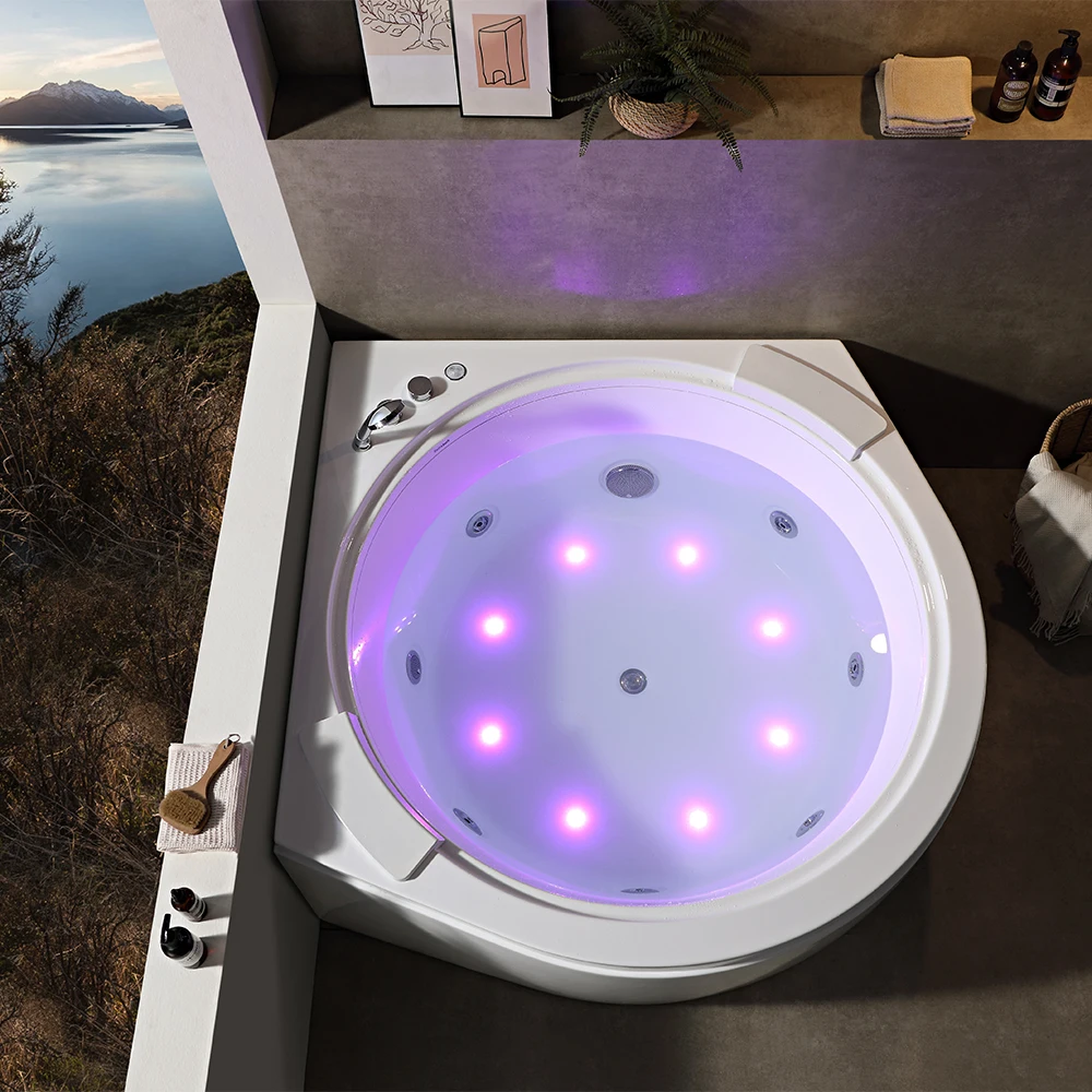 Modern White Acrylic Freestanding Bathtub Massage Tub Factory Direct Custom Round Design Massage Bathtub for Bathroom