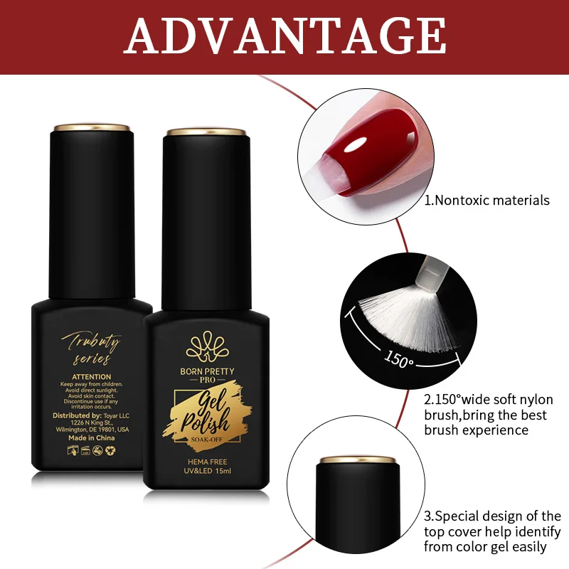 BORN PRETTY PRO Hema Base libera Gel Top Coat Smalto Super Top Coat Rinforzo Saok Off Gel UV Nail Art Smalto