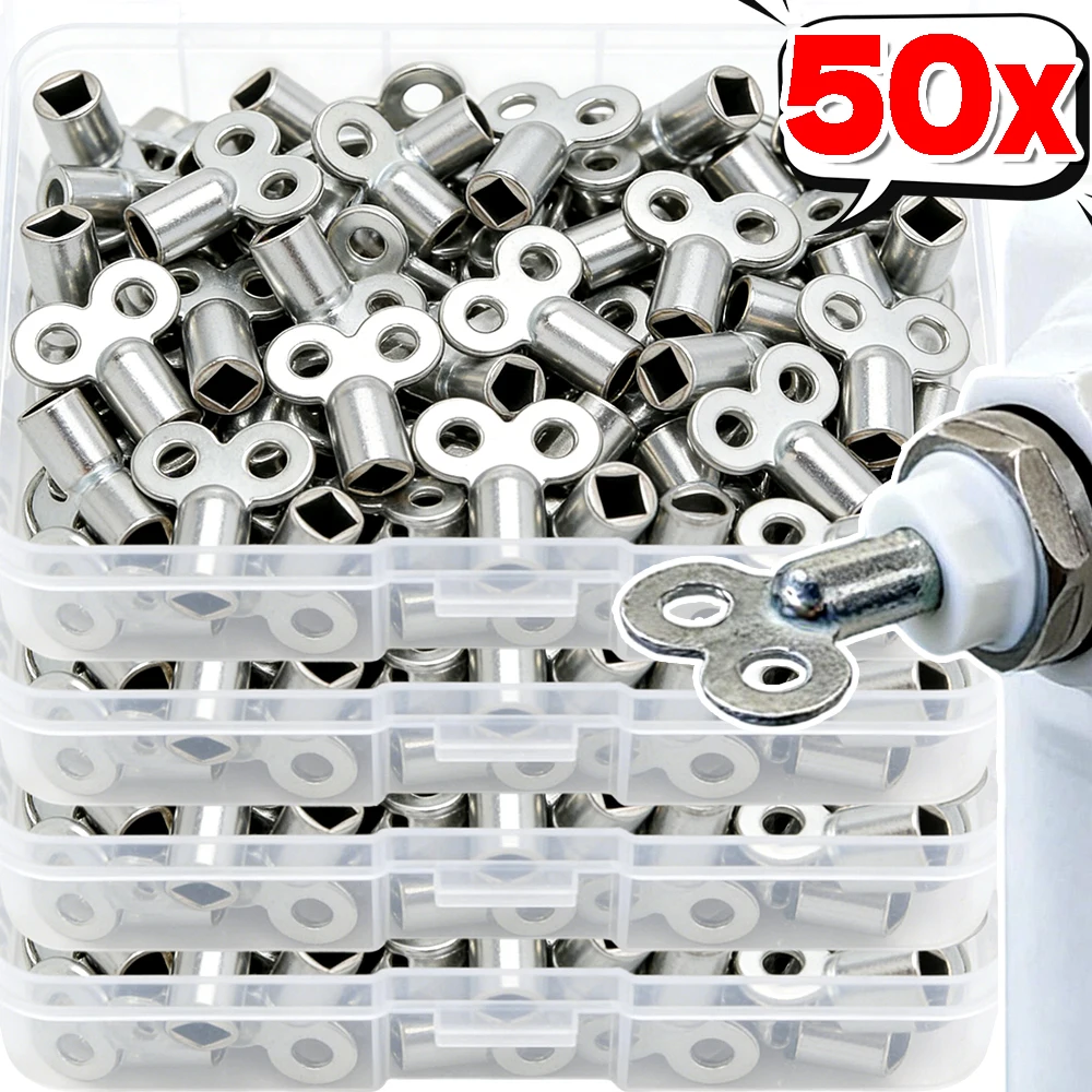 

50/1Pcs Radiator Valve Switch Exhaust Valve Key Square Socket Bleed Hole Water Tap Faucet Bleeding Key Air Plumbing Tool