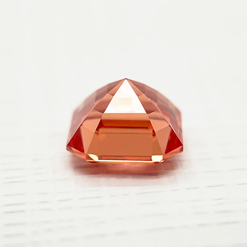 Laborgezüchteter Padparadscha-Asscher-Schliff Feuer-Lotus-Farbe Hochglänzender Loser Edelstein für Schmuckherstellung mit Ausgewähltem Zertifikat – Detail 5