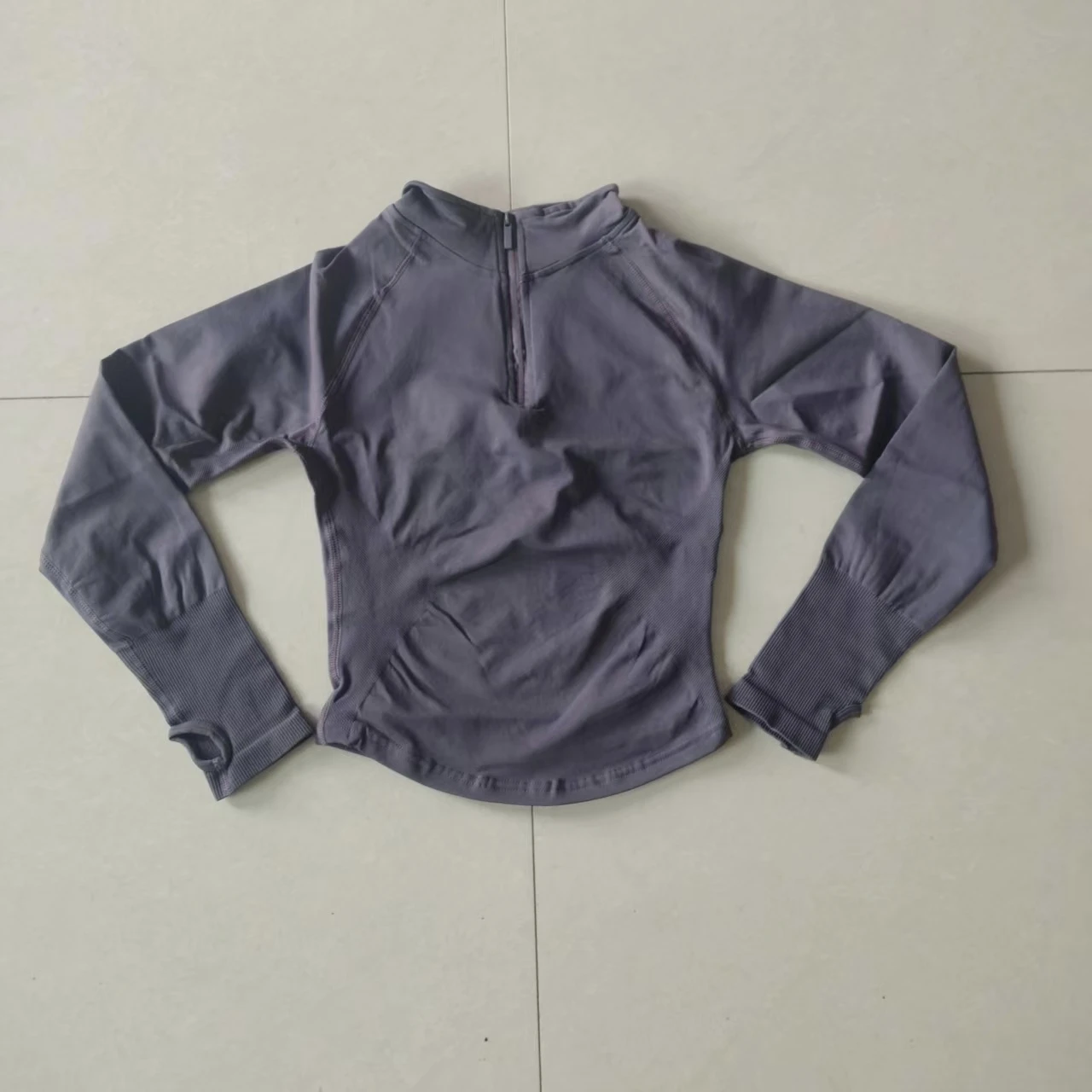 Dneyf D-Y-F dames workout top met halve rits, slanke, lange mouwen, compressie top voor yoga & gym training met aangepast label