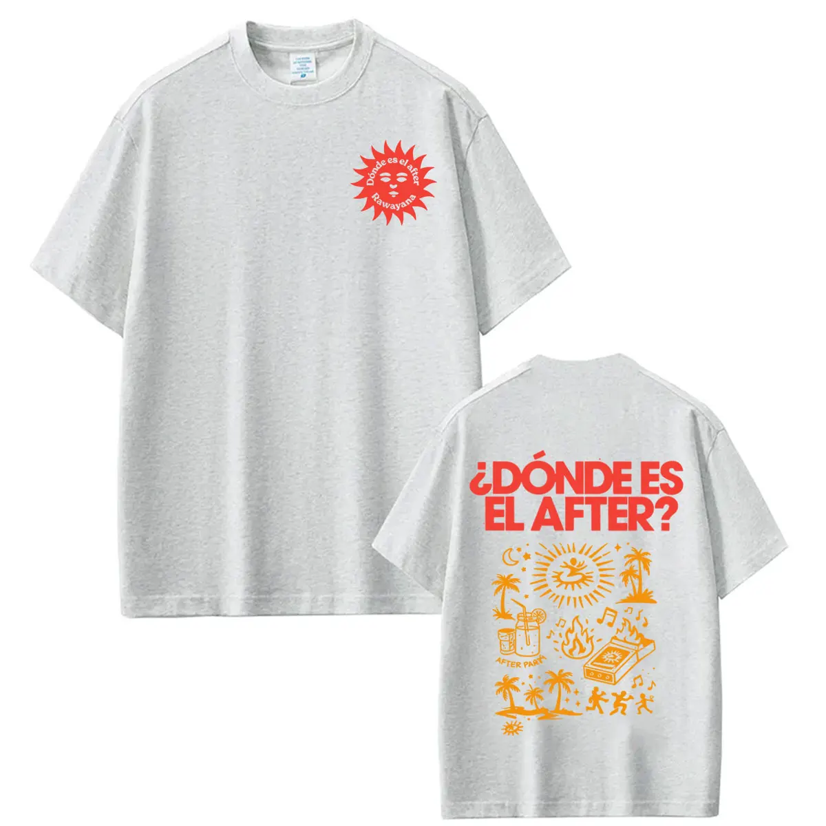 Rawayana: Wo ist das After? Album-Print T-Shirt für Männer und Frauen Ästhetischer Trend T-Shirts Kurzarm Baumwolle Hip-Hop Casual T-Shirts – Detail 4
