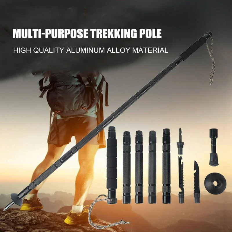 

CEOI GWOK Multifunctional Trekking Poles Aluminum Trekking Poles EVA Handle for Multifunctional Hiking Survival Walking Stick