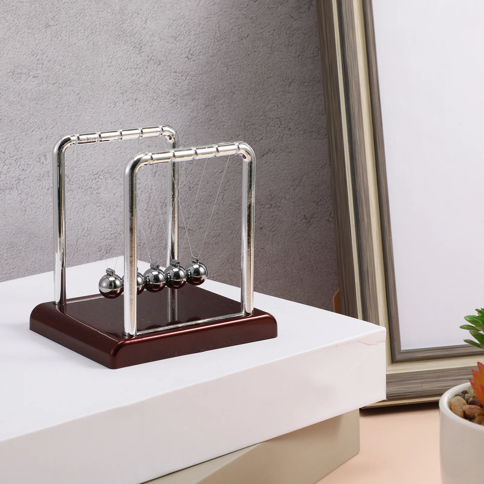 

Small Size Metal Newton Ball Pendulum Square Shaped Decorative Ornaments for Home Office Desk Birthday Gift