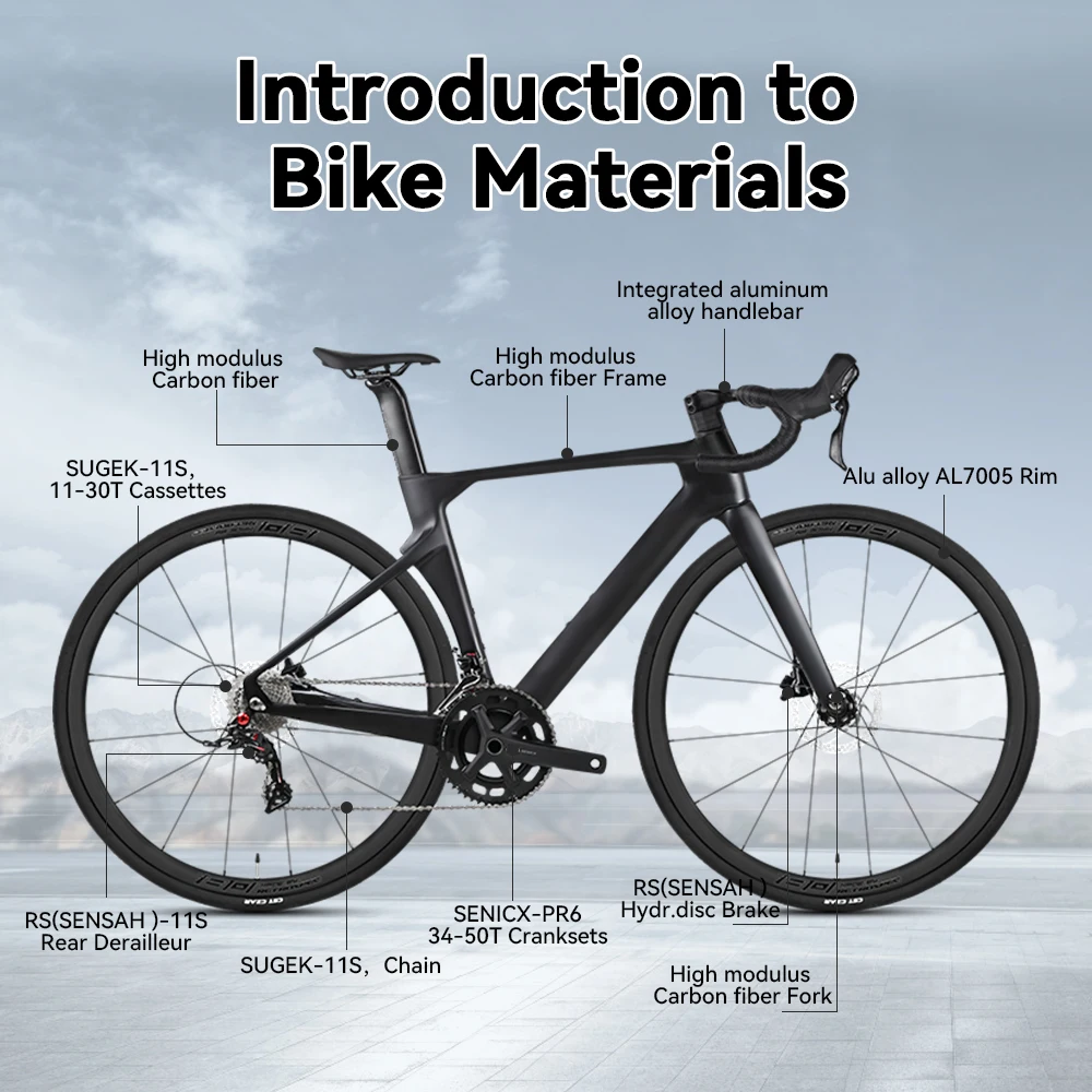 تويتر ألياف الكربون 700C الطريق الدراجة 22 سرعة الميكانيكية التحول المزدوج المكبس الصحن الهيدروليكي الفرامل للكبار سباق الدراجات