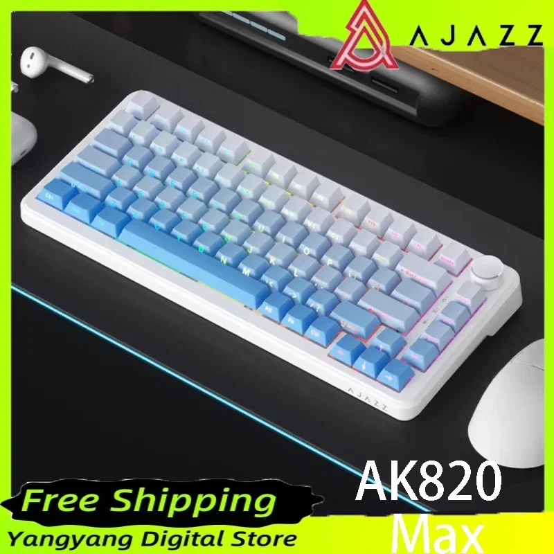 Ajazz AK820 Max Mechanical Keyboard Magnetic Switch Low Delay Bluetooth Three Modes Esports Gaming Keyboard PC Gamer Accessories