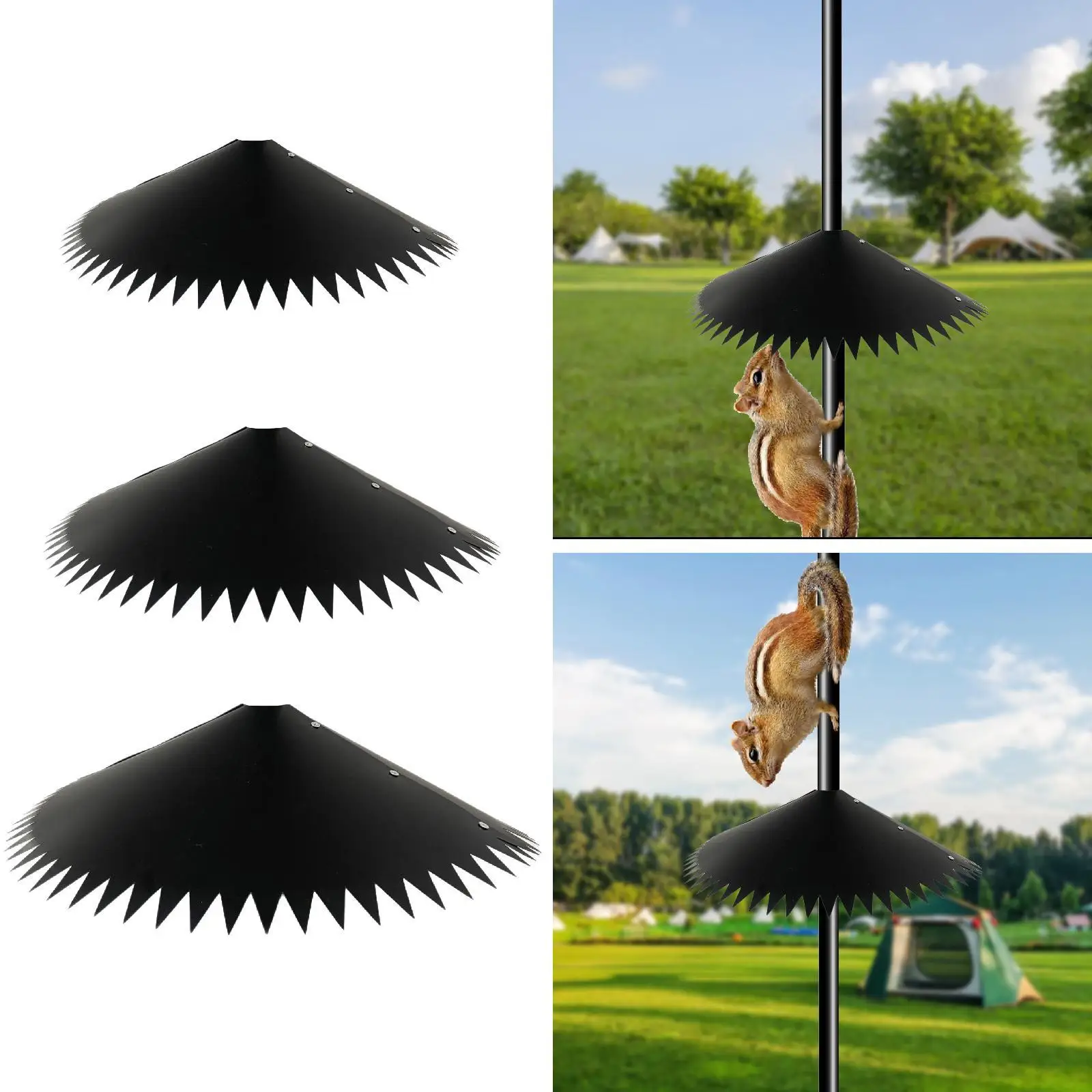 Squirrel Dome Baffle for Bird Feeder Pole Smooth Surface Simple Assembly for Bird Lovers Multipurpose Black Color Guard Stopper