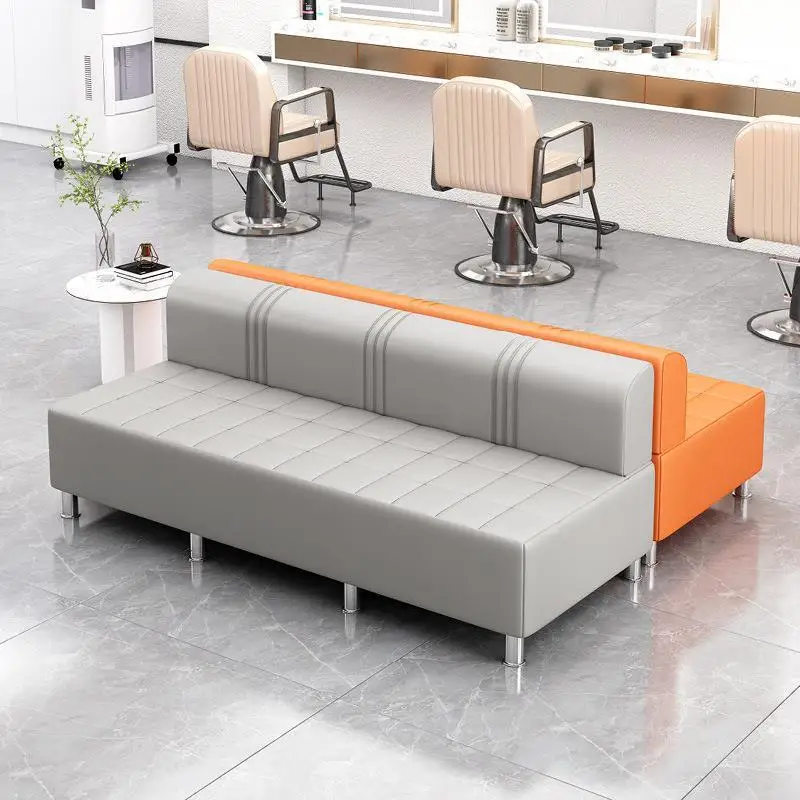 Internet-famous hair salon lounge waiting chairs, dedicated barbershop sofa waiting areas, long row chairs for guest rest