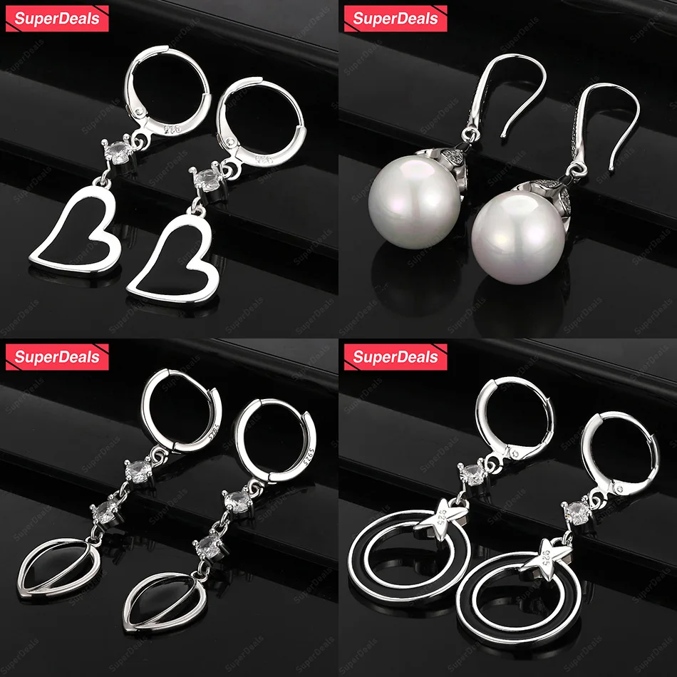 

SuperDeals 925 Sterling Silver Heart Round Oval Beads Drop Earrings Women Fashion Pretty Zircon Jewelry Anniversary Party Gift